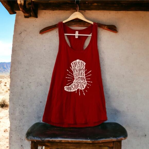 Next Level Apparel Tops - Boots & Bling Before The Ring Red White Tank Size Small
